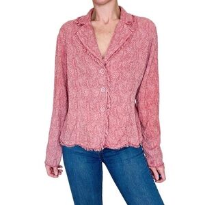 Tianello Pink Paisley Embroidered Fringe Bohemian Tapestry Light Jacket